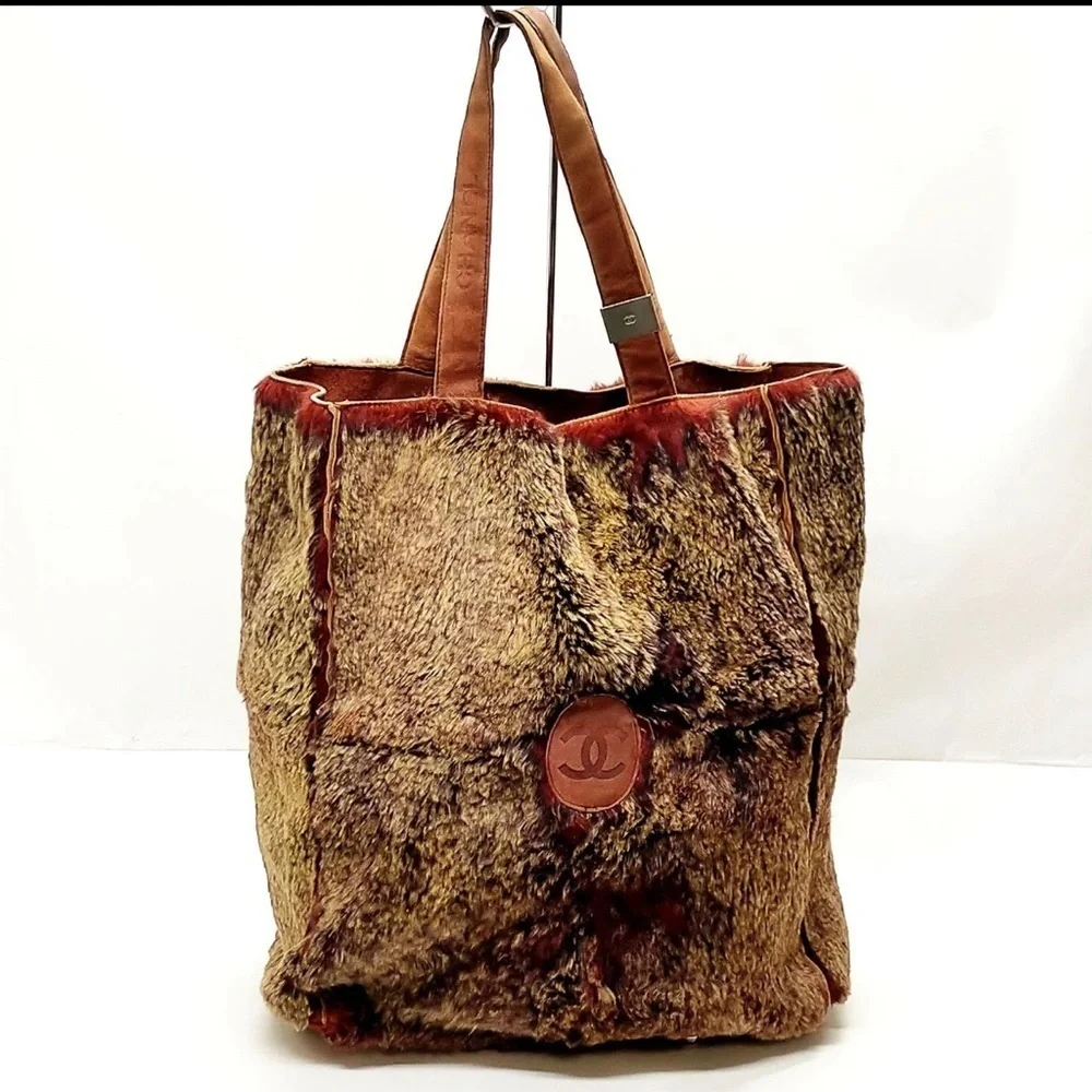 CHANEL Brown Fur Tote Bag